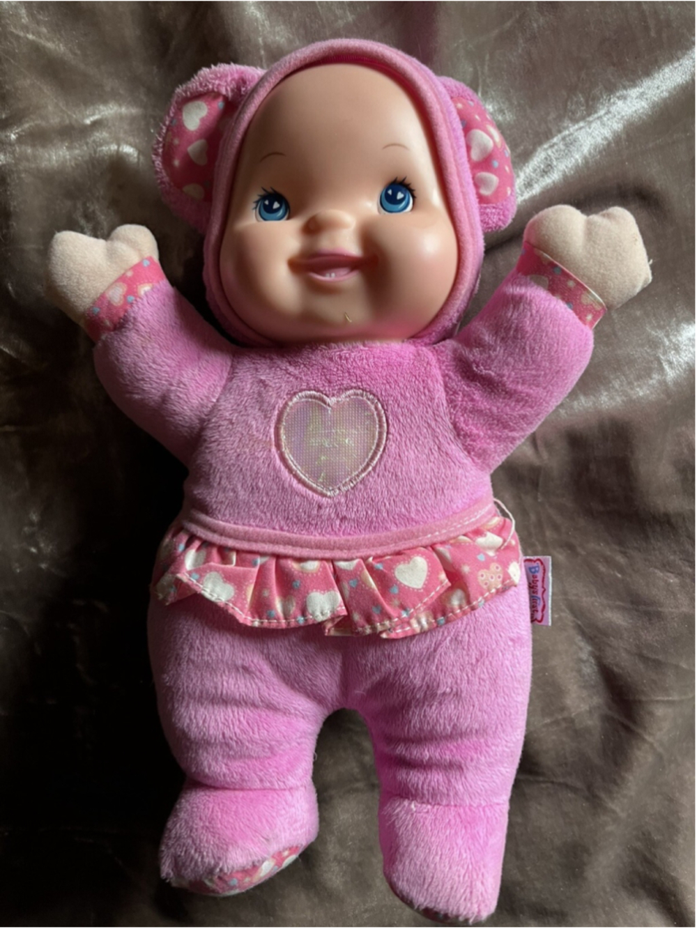 Baby's First Pink Plush Soft Body Baby Doll Goldberger Heart Teddy Bear Ears - Picture 12 of 16